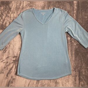 Seg’ments Segments Blouse Tencel 3/4 Sleeve Textured Top Blue Canada Medium